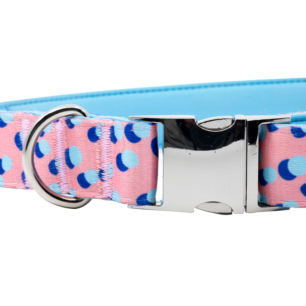 Kawaii Pinku - Pink - Padded Dog Collar - Monro Pets - Royal Blue and Light Blue
