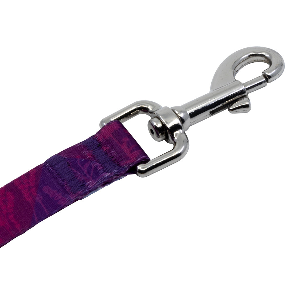 Metric Floral - Purple - Padded Dog Leash - Monro Pets - Light Blue - Metal Clasp Hook
