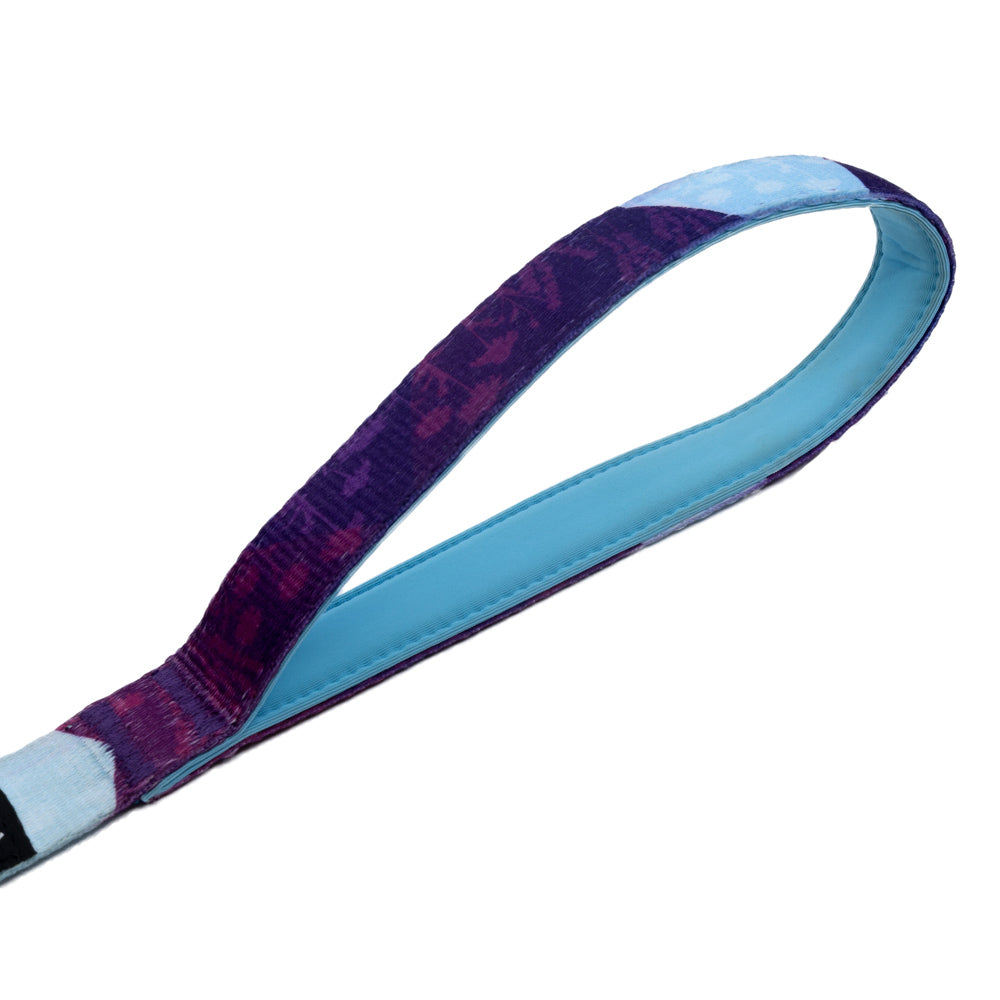 Metric Floral - Purple - Padded Dog Leash - Monro Pets - Light Blue - Padded Handle